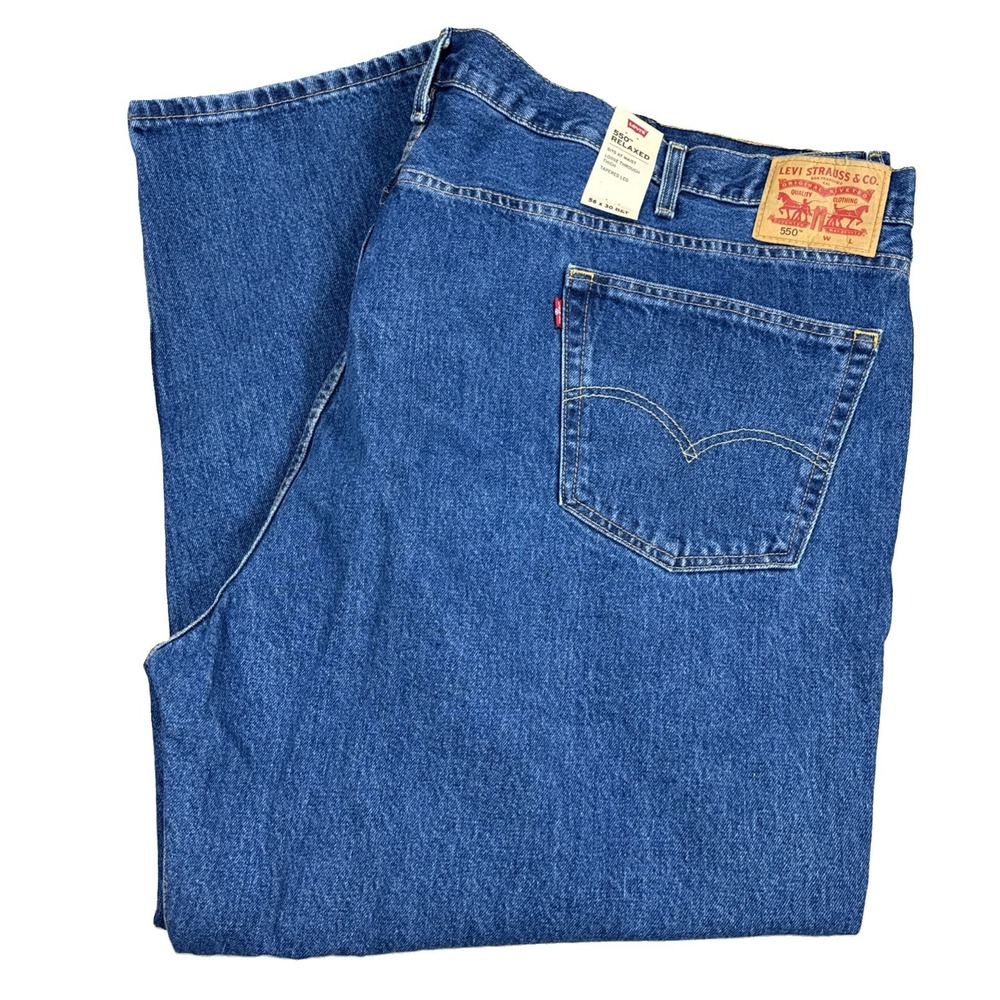 Levi's 550 Jeans Men's 56x30 Big & Tall Relaxed Fit Medium 100% Cotton Denim NWT